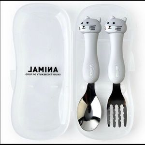Grey cat Animal spoon fork set abdl ddlg little utensils